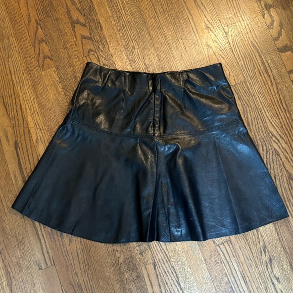 Vince Leather Mini Fit and Flare Leather Skirt - Picture 5 of 5